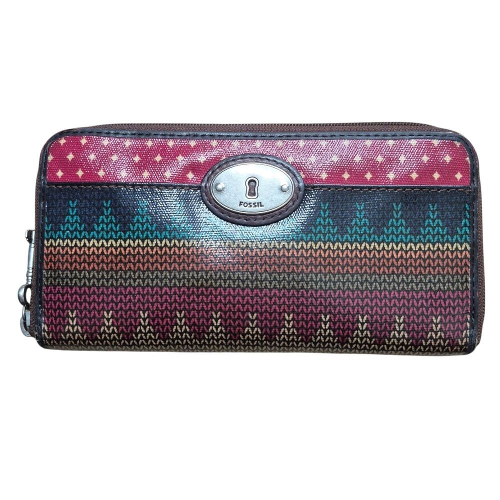 Fossil Women's Colorful Patterned Key-Per Zip Aro… - image 1